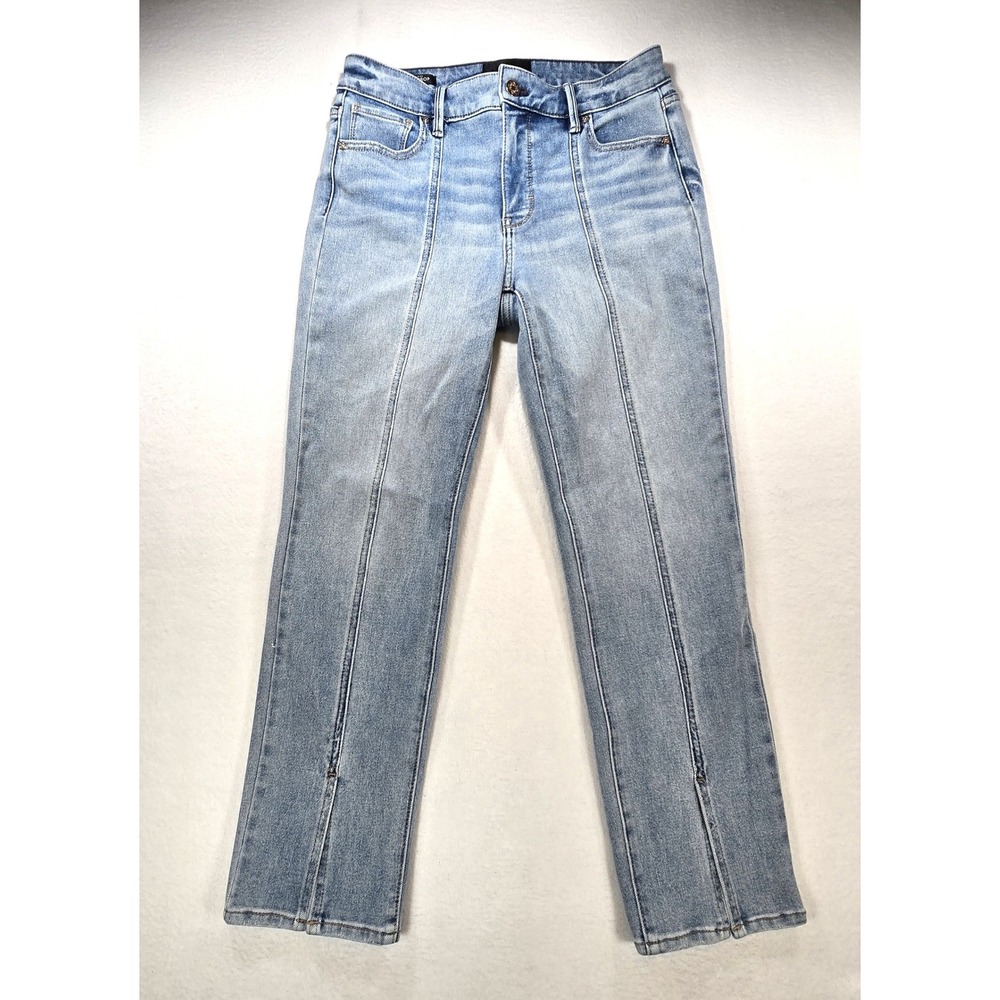 White House Black Market WHBM High Rise Slim Crop Sculpt Jeans Front Seam Sz 4